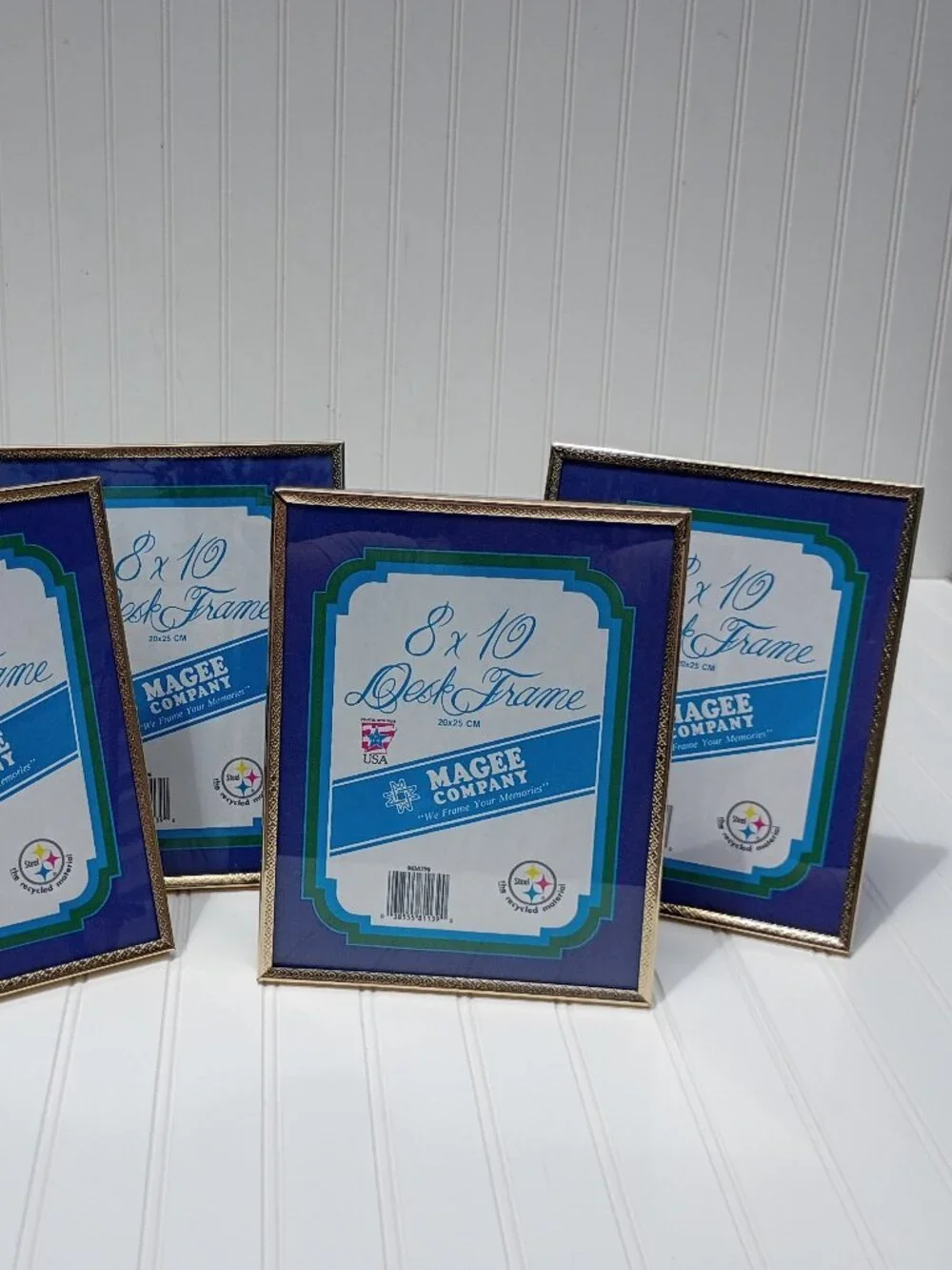 Lot of 4 Vintage Magee Company 8x10 Desk Picture Frames Gold Tone Metal USA Made